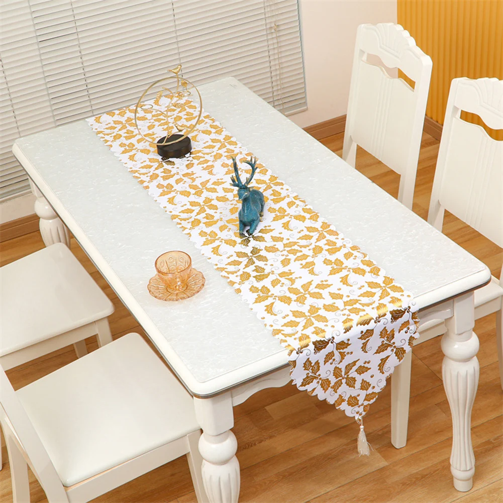 

Birthday Party Table Runner Table Runner Decor Cotton Linen Golden Leaf Golden Pentagram Golden Tree Silver Tree