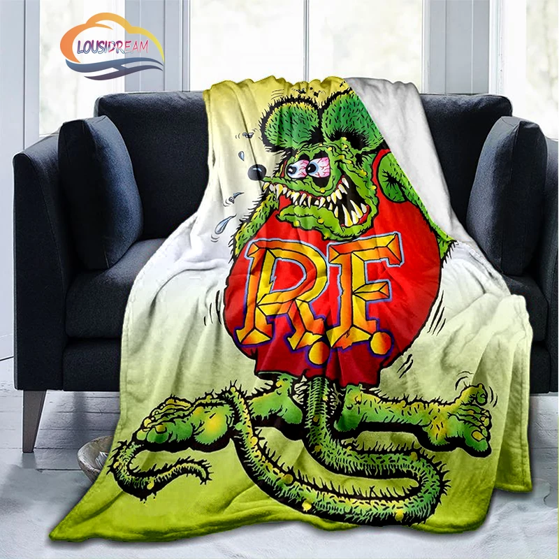 

Модное одеяло в виде крысы, винтажное декоративное одеяло с зеленой мультяшной мышью для индийских фильмов, портативное Фланелевое теплое одеяло для кемпинга