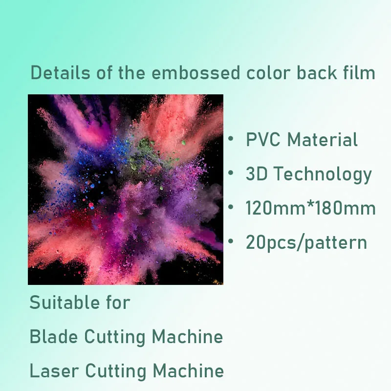 

20Pcs 3D Paint Embossed Color Back Film Skin Suitable For Cutting Machine PVC Material Screen Protector Durable Stickers