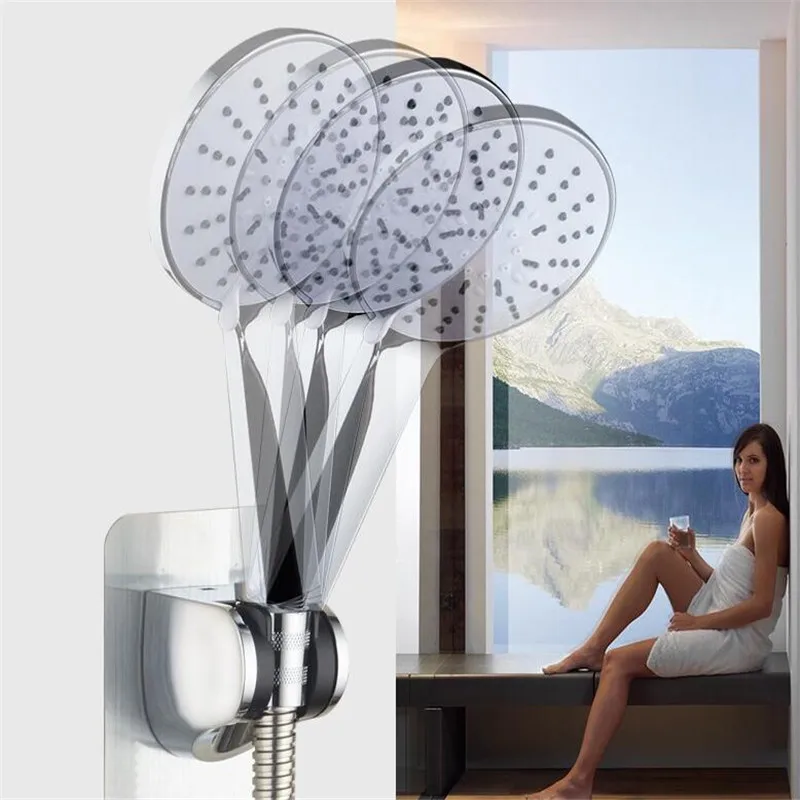 

Adjustable Self-adhesive Handheld Plactis Polished Showerhead Holder Wall Mounted Bathroom Shower Holder Bracket Silver
