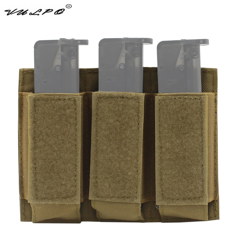 

VULPO Tactical 9mm Molle Magazine Pouch Military Pistol Open Top Triple Mag Pouch For Glock M1911 92F 40MM Grenade Etc