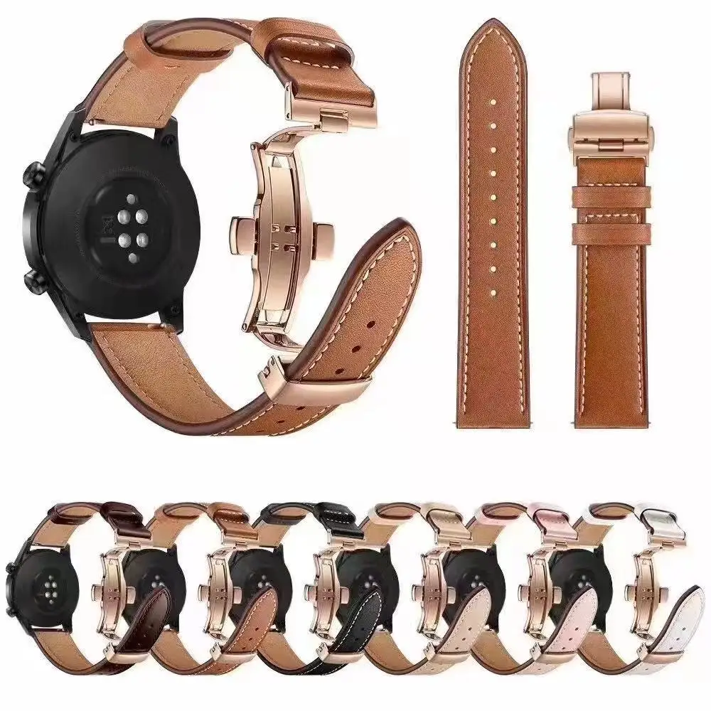 

20mm 22mm Band for Samsung Galaxy Watch 4/Classic/46mm/42mm/3/active 2 Gear s3/S2 Leather bracelet Huawei GT/2/GT2/3 Pro strap