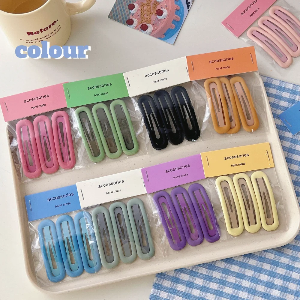 

3 шт./набор, разноцветные Большие Овальные Заколки Для Волос