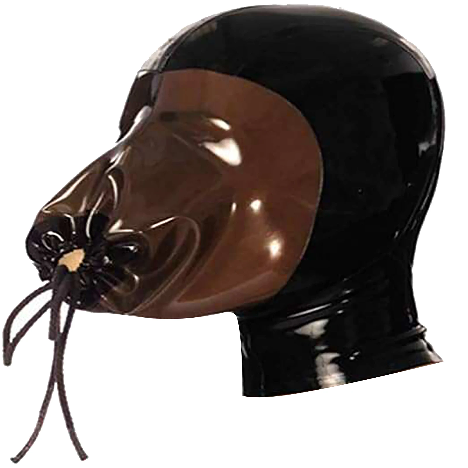 

Halloween Adult Unisex Latex Head Cover Ultra Thin Rubber Full Face Cover Transparent Front Drawstring Face Mask Cosplay Costume