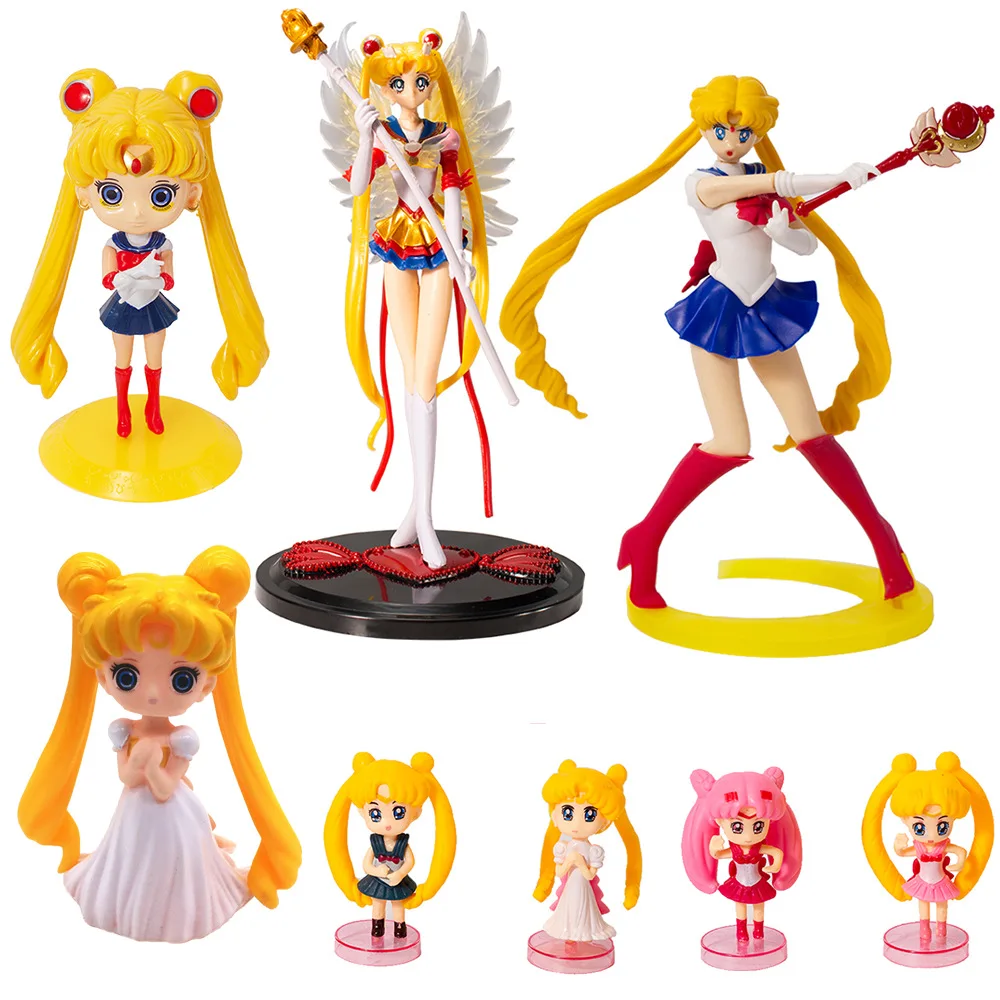 

Anime Sailor Moon Cartoon Kawaii Manga Statue Figurines PVC Figure Collectible Model Toys Doll Princess Cake Decoration