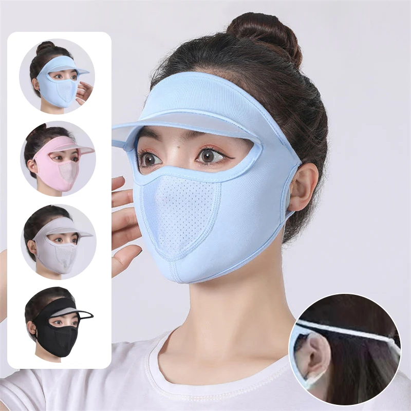 

1pc Summer Banana Models With Brim Women Sun Mask Full Face Ultraviolet Mask Sunshade Ice Silk Sunscreen Veil