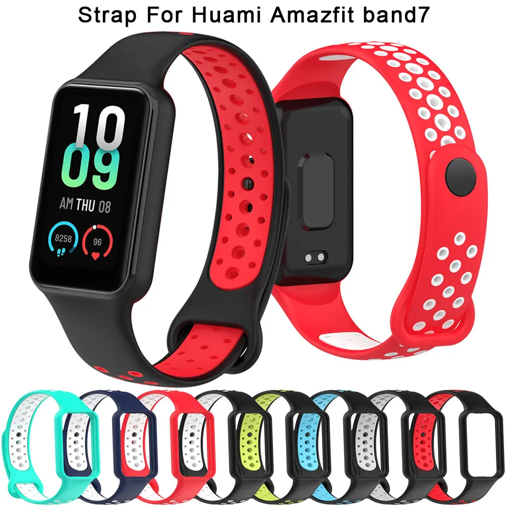

Twocolor Silicone Watchband For Huami Amazfit Band 7 SmartWatch Band Bracelet Soprt Wristband For Amazfit band7 Straps Wristband