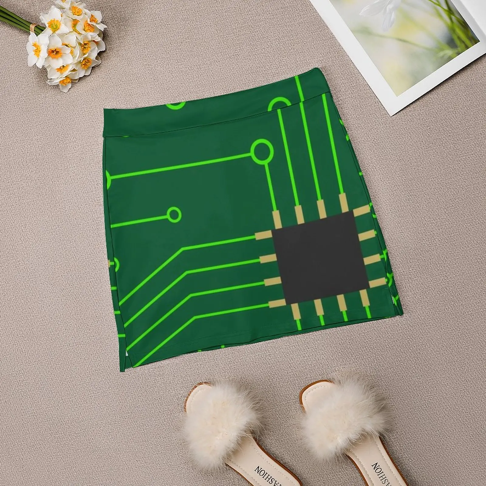 Цифровой дизайн микрочипа юбки с печатной платой женская модная юбка-брюки 2022