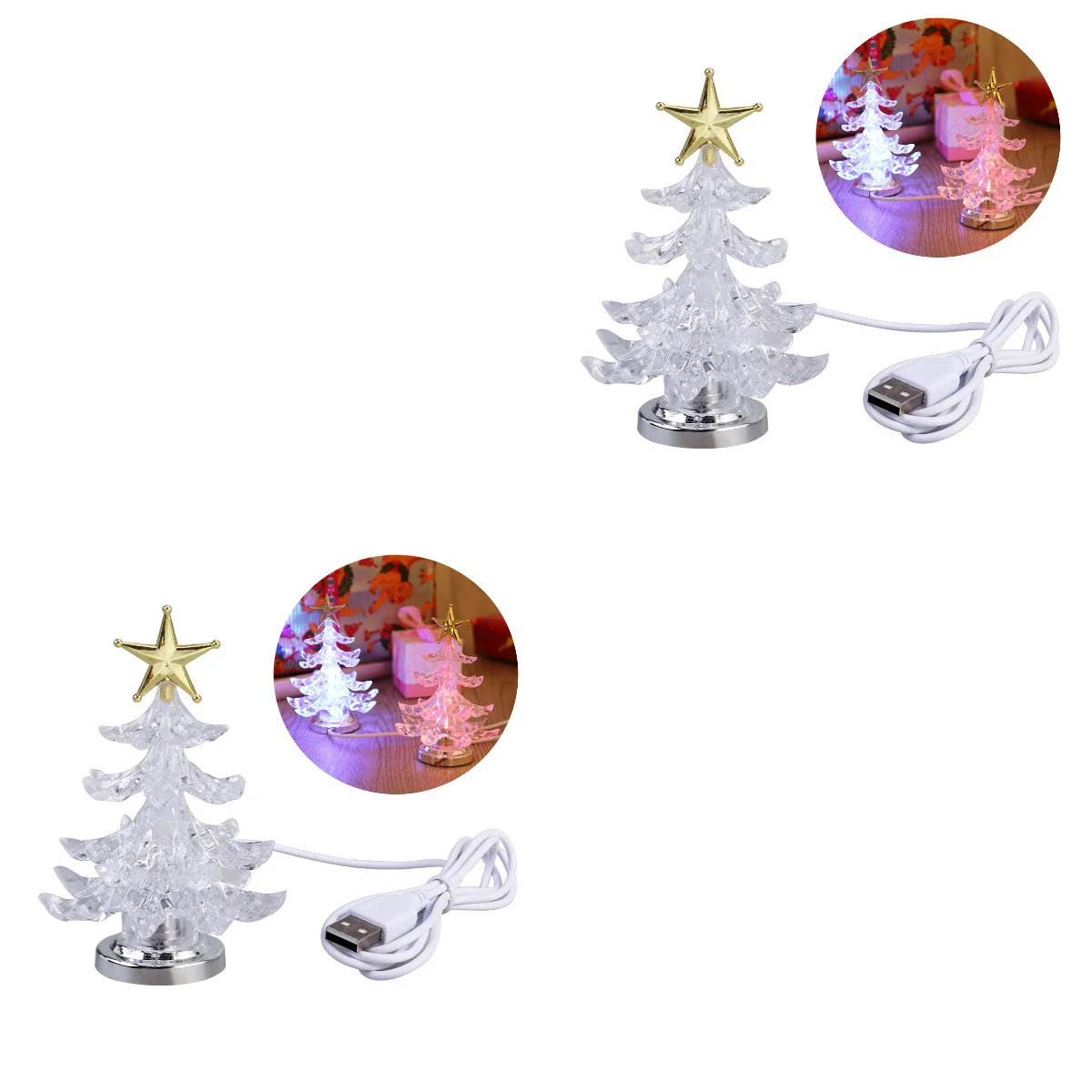 

Christmas Light Night Tree Led Lights Lamp Bed Baby Gifts Decorative Acrylic Table Fiber Optic Holiday Bedside Usb Decoration