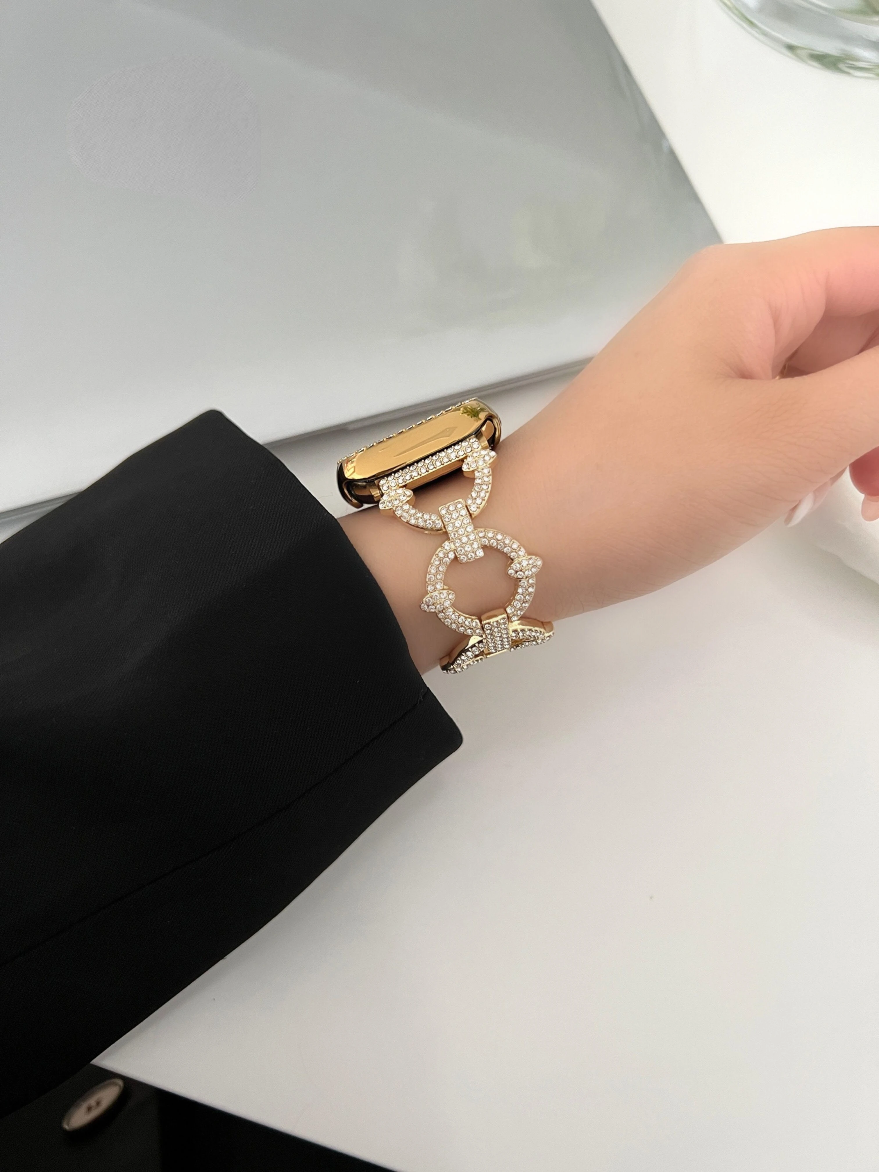 Diamond Bracelet For Apple Watch Metal Band 8 7 41/45mm 38/40/42/44mm Ultra 49mm Luxury Stainless Steel For iWatch Series6 5 4 3