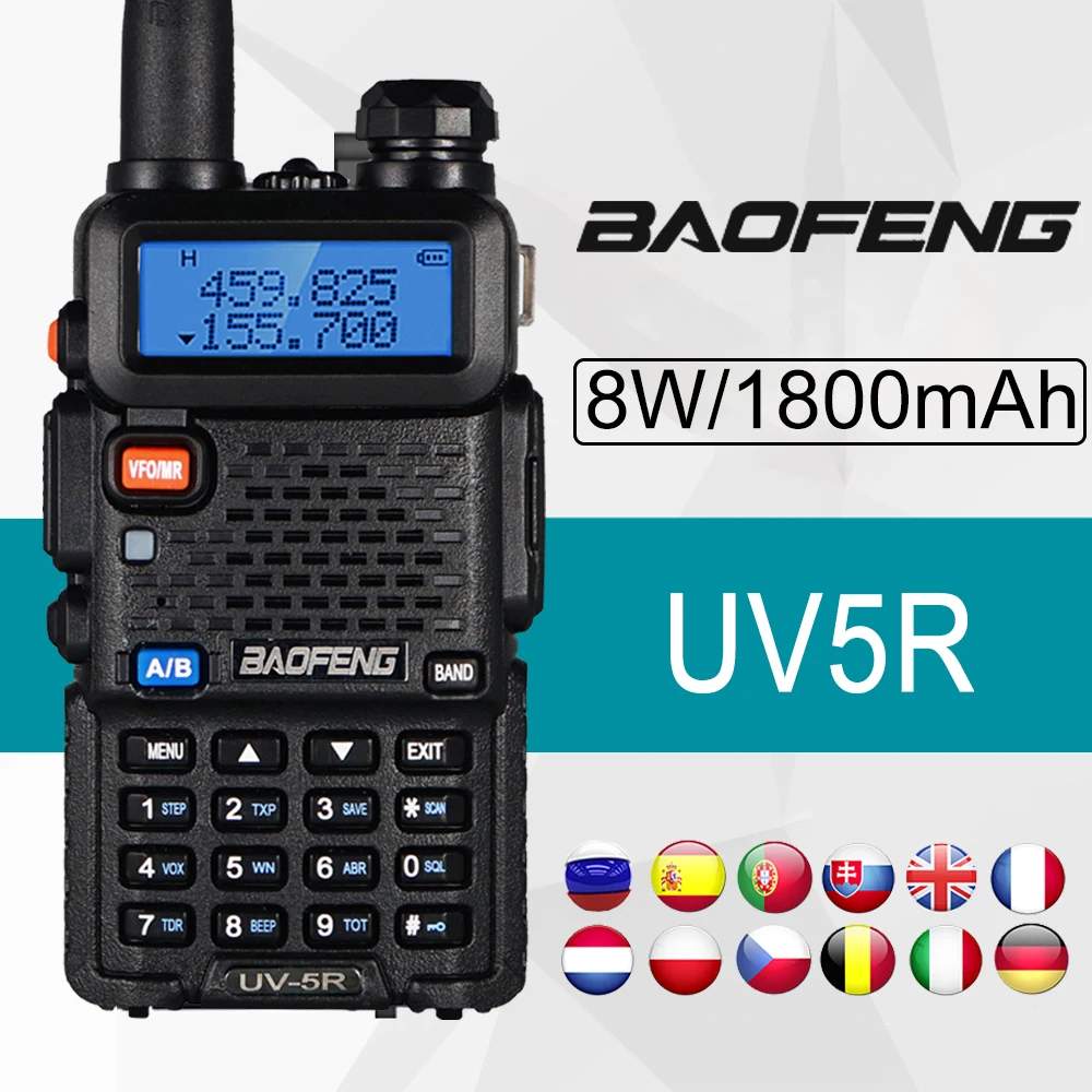 original baofeng walkie talkie uv 5r dualband two way radio vhfuhf 136 174mhz 400 520mhz fm portable transceiver with earpiece free global shipping