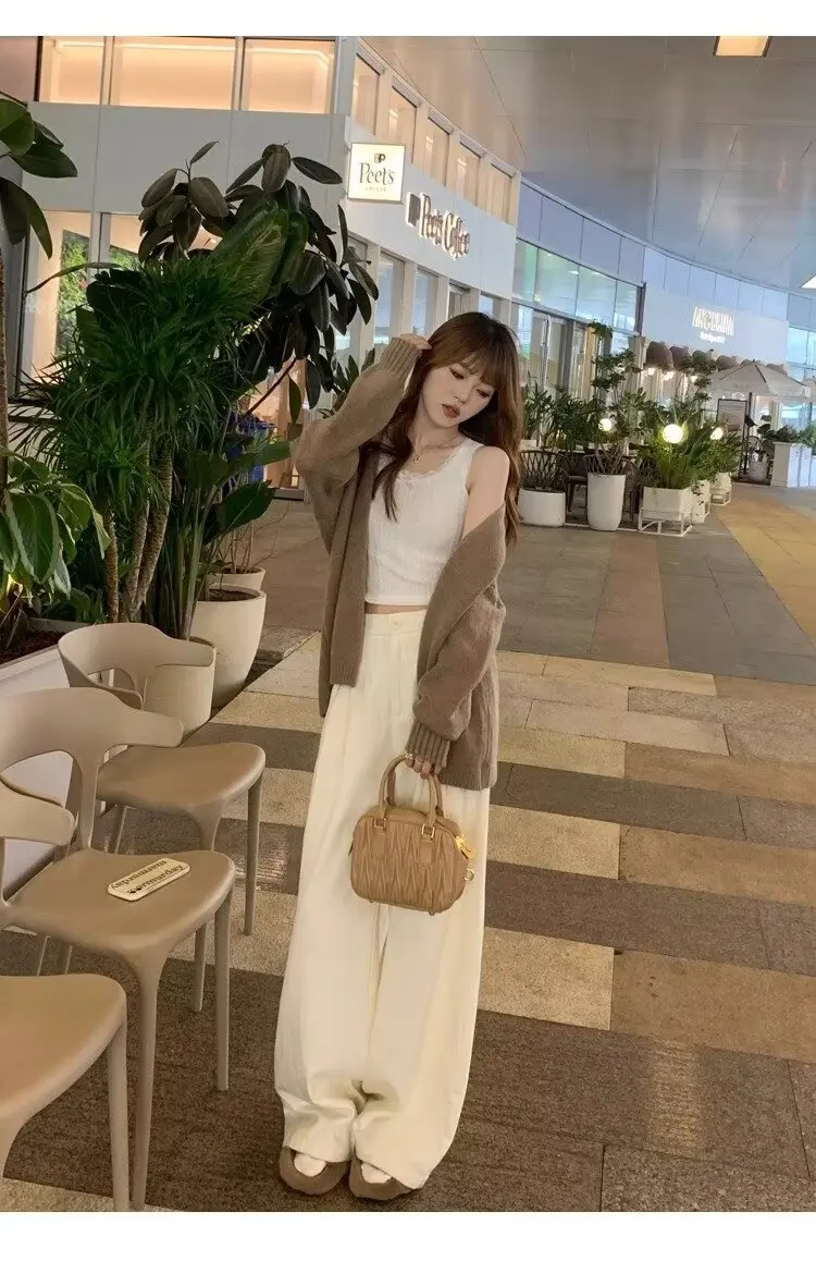 Женский трикотажный жилет на бретелях Мягкая безрукавка без рукавов в Корейском