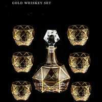 gold lined crystal glass whisky glass wine set seven piece set of domestic foreign wine glasses and bottles