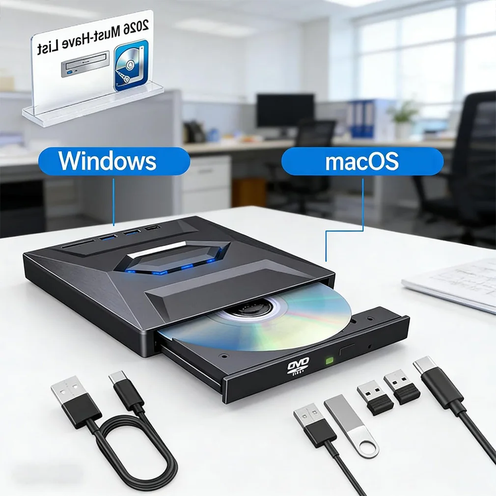 Фото Многофункциональный внешний USB 3.0 Blu-ray плеер 7-в-1 с функцией записи DVD/BD/CD и чтения карт SD/TF для ПК и ноутбуков №2