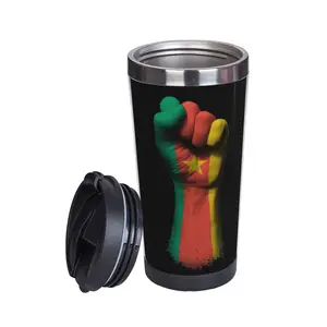 Flag Of Cameroon On A Raised Clenched Fist Double Insulated Water Cup Cute Thermos flask Mug Funny Sarcastic beer mugs