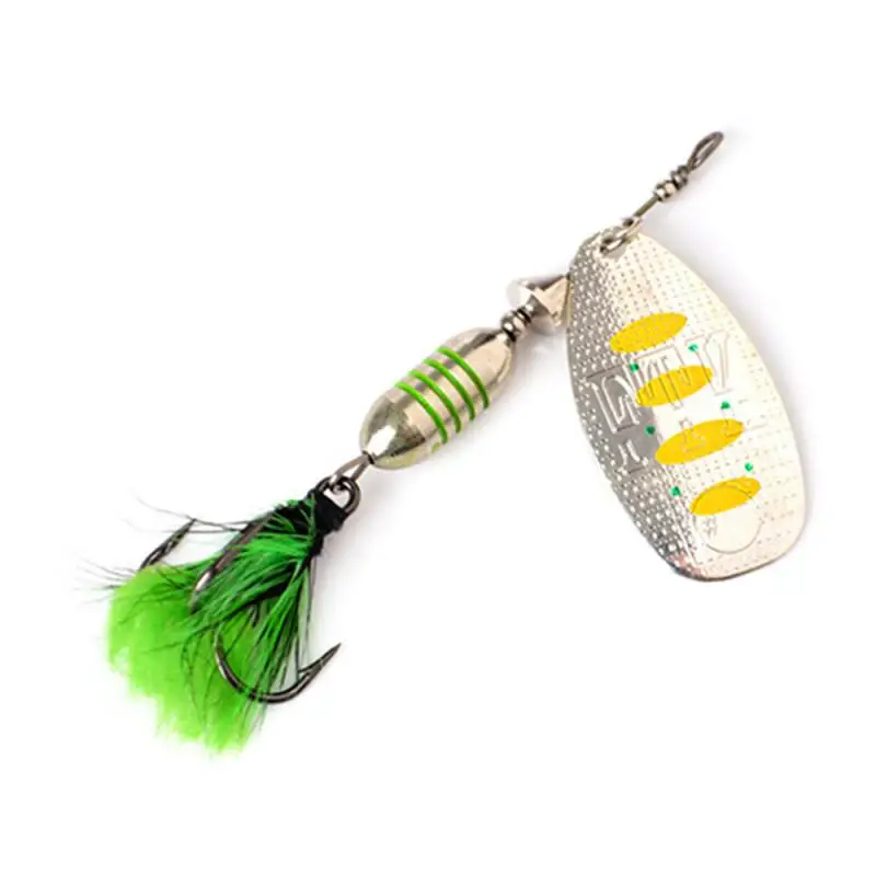 

NEW Summer FTK Fish Hook With Monofilament Metal Plate Brass Material Sharp Hook Feather Oval Willow Leaf Blades Ring
