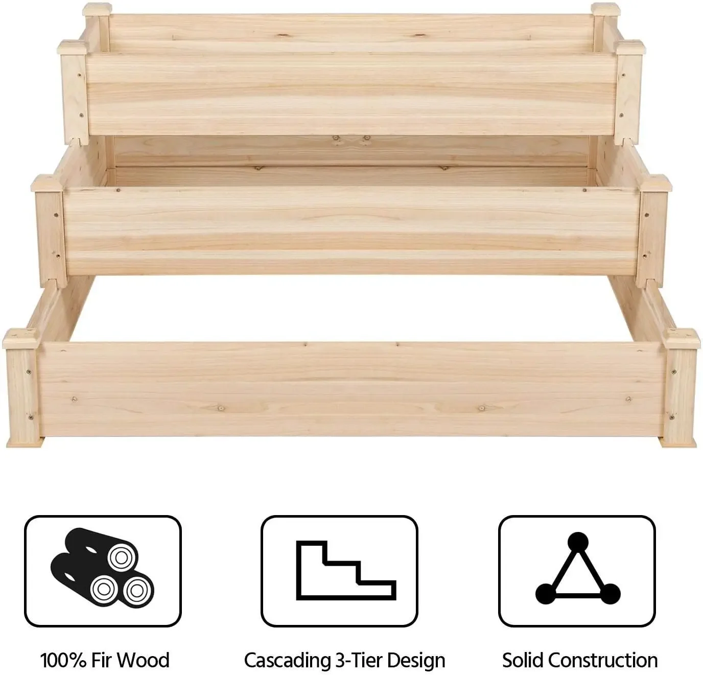 3-хэтажная приподнятая садовая кровать деревянный садовый ящик для