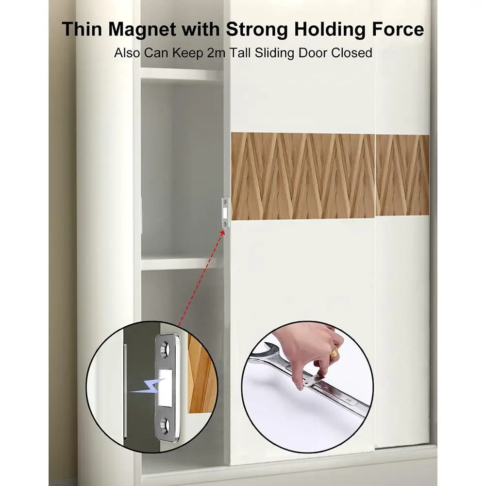 

Strong Magnetic Drawer Latch Ultra Thin Stainless-Steel For Door Cabinet Cupboard Closer Catches With Screws Home Hardware