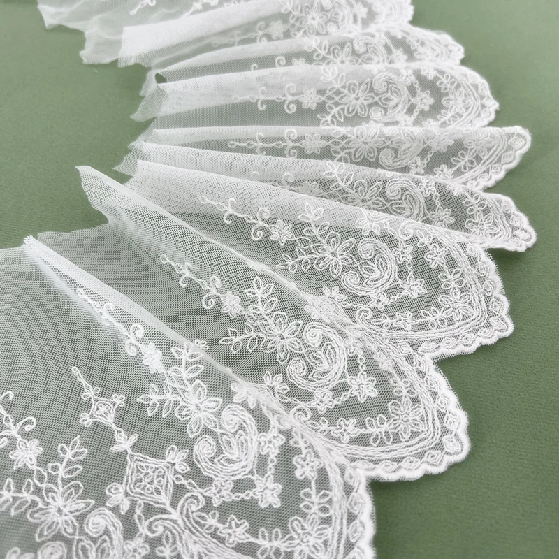 

19yards 15cm Gauze mesh embroidery cotton thread Lace Trim fabric DIY clothing patchwork home textile Apparel Sewing Accessories