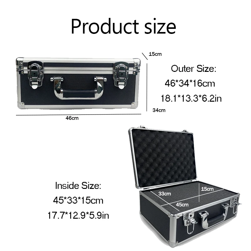 

XMSJ Переносной алюминиевый ящик для инструментов черный/серебристый