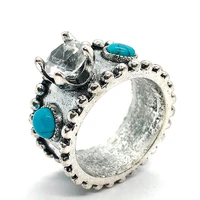 fashion blue stone rings for women vintage antique stone irregular ring wedding anniversary gifts party jewelry