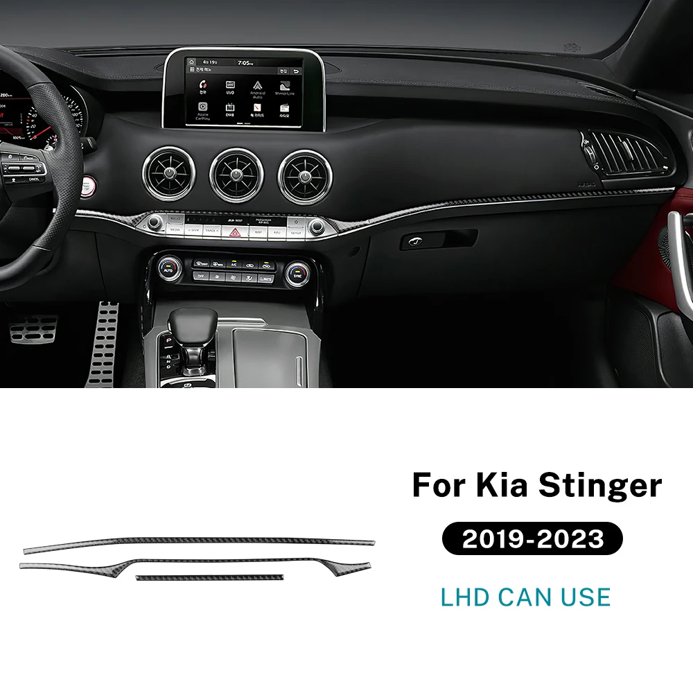 

Настоящая мягкая наклейка из углеродного волокна для Kia Stinger 2019 2020 2021 2022 LHD RHD, автомобильная Центральная лента управления, аксессуары для интерьера