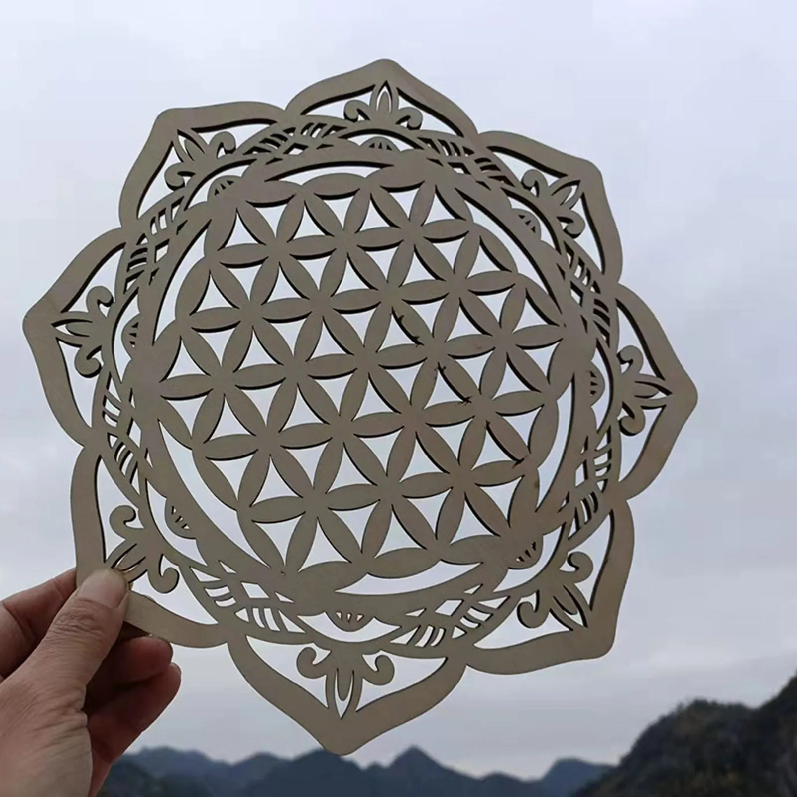 

Деревянный цветок жизни священные украшения Оформление интерьера деревянный знак настенное искусство семена жизни подставка