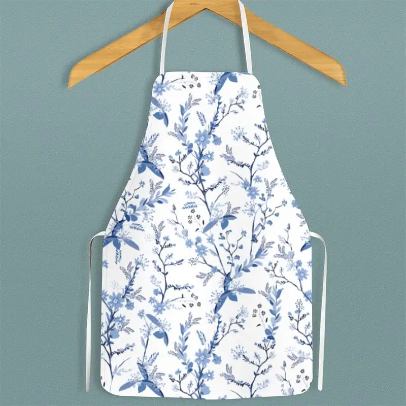 

Кухонные фартуки с цветочным принтом, водонепроницаемые маслонепроницаемые домашние фартуки для взрослых и детей, кухонные аксессуары