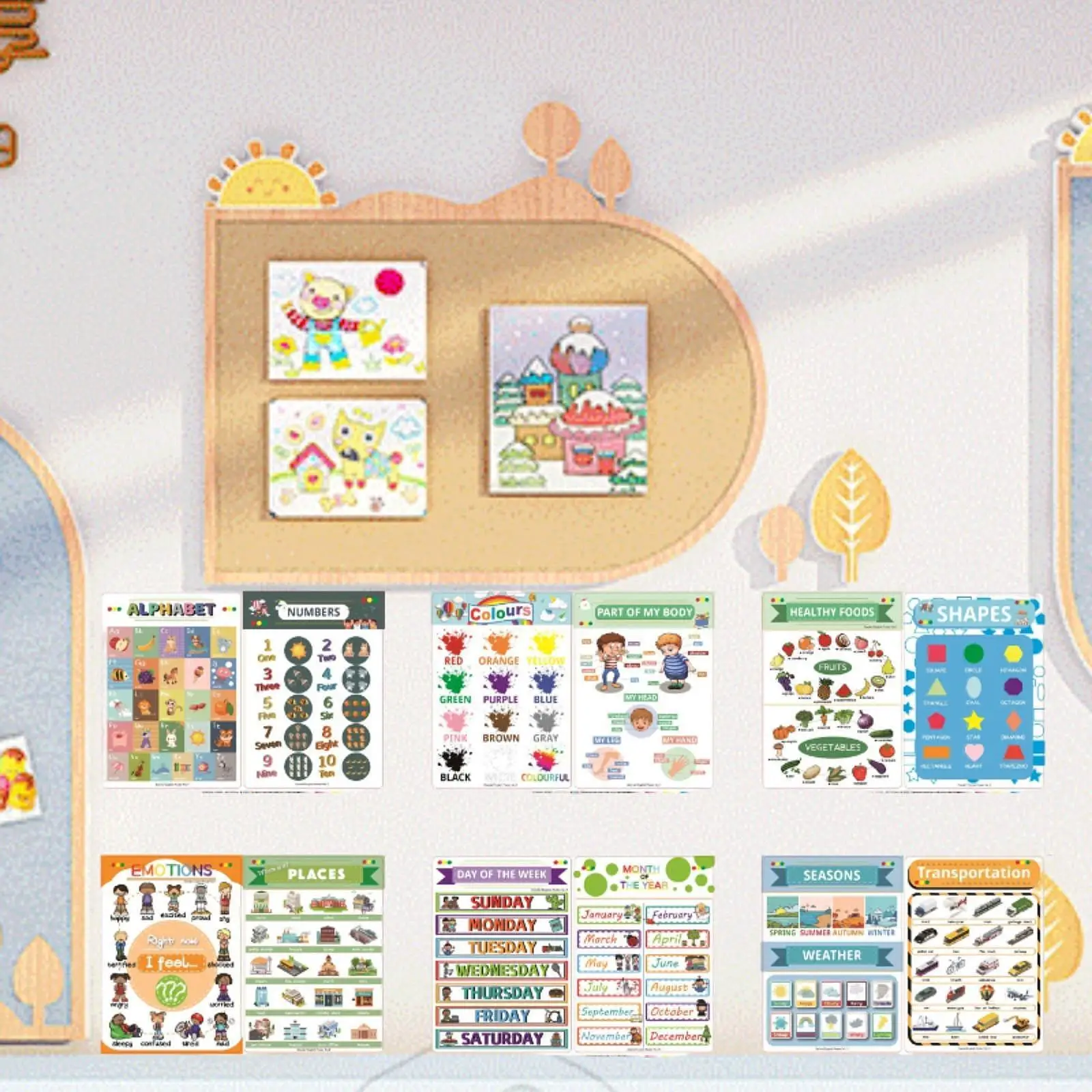 12 штук образовательные плакаты настенные для детского сада Обучающие Плакаты