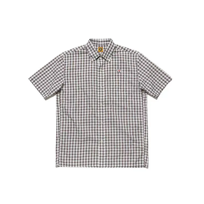 

HUMAN MADE Loose Shirt Men Women 1:1 Polar Bear Embroidery Human Made Couple Plaid Shirts