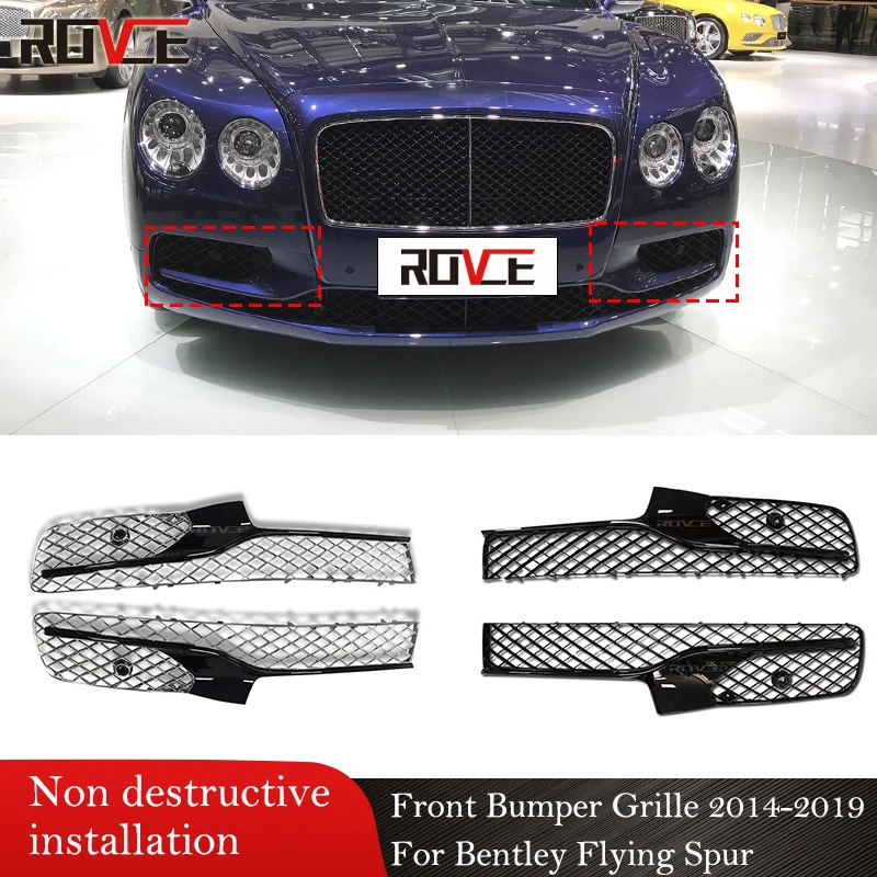 

ROVCE Front Bumper Grille Grid Grill Auto Part For Bentley Gallop Flying Spur 2014-2019 4W0807647 4W0807648 Car Accessories