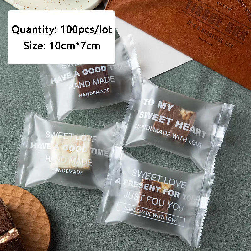 

AQ Frosted Transparent White English Confession Phrase Decor Party Homemade Cookies Packaging Bag All In One Dessert ​Gift Bag