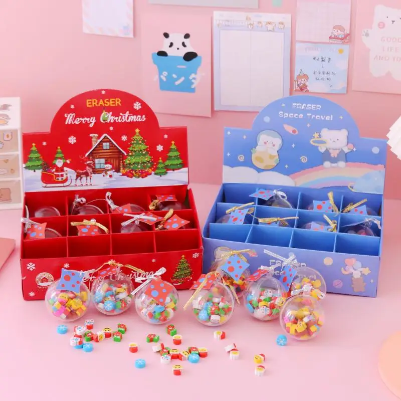 

Kawaii Рождественский шар карандаш ластик мультфильм Животные Рождество детей ластик оптовая продажа небольшие подарки студенческие офисные...