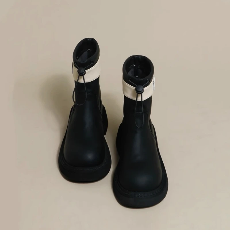 

Korean Push Boom Elegant Boots And Ankle Boots For Women Simple Drawstring Short Elastic Winter Boots Women Platform botas