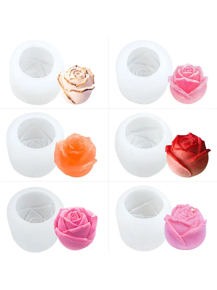 

Candle Mould Soap Mold Cake Decoration Flower Diy 3d Rose Silicone Mold