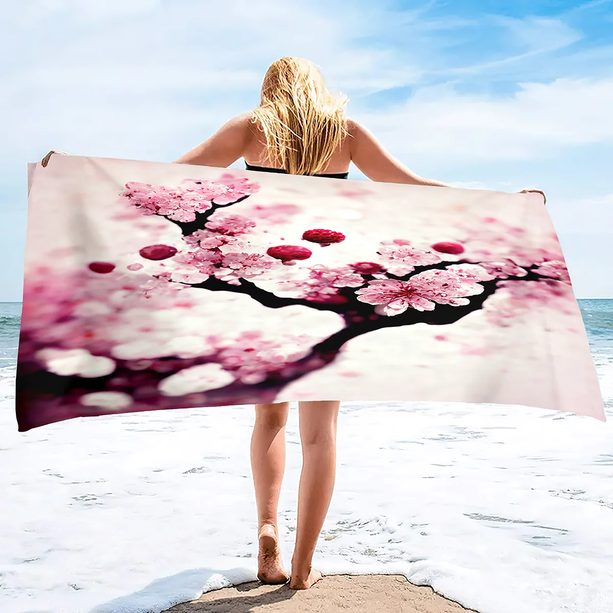 

Cherry Blossoms Flowers Microfiber Oversized Beach Towels,Super Absorbent Sand Proof Towel Quick Fast Dry Thin Towels Blanket