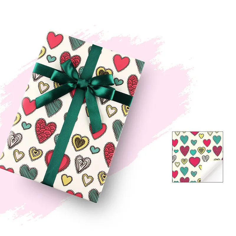 

12 шт мультфильм цвет любовь подарок упаковочные материалы День Святого Валентина день рождения оберточная бумага с покрытием Винтаж ремес...