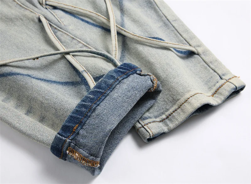 Джинсы мужские приталенные модные брюки из денима в стиле панк уличная одежда