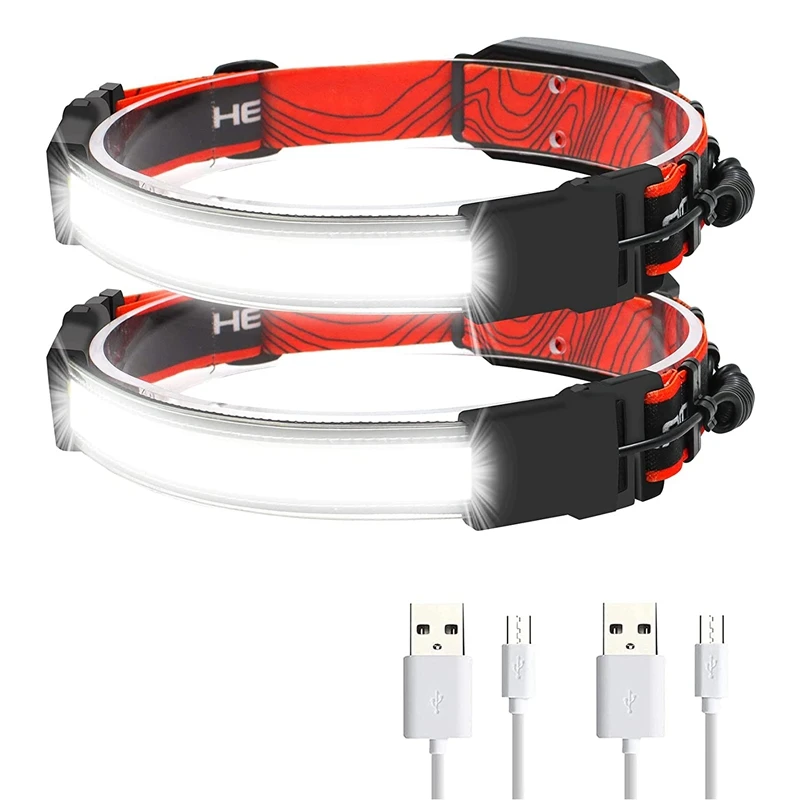 

HOT SALE 2 Rechargeable Head Light Lamps Outdoor 3 Modes Head Lights For Camping Running Hiking Cycling Hard Hat Headlight