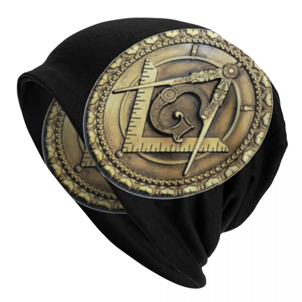 

Metalic Masonic Medal Freemason Bonnet Hat Autumn Winter Ski Skullies Beanies Hat Unisex Warm Dual-use Cap