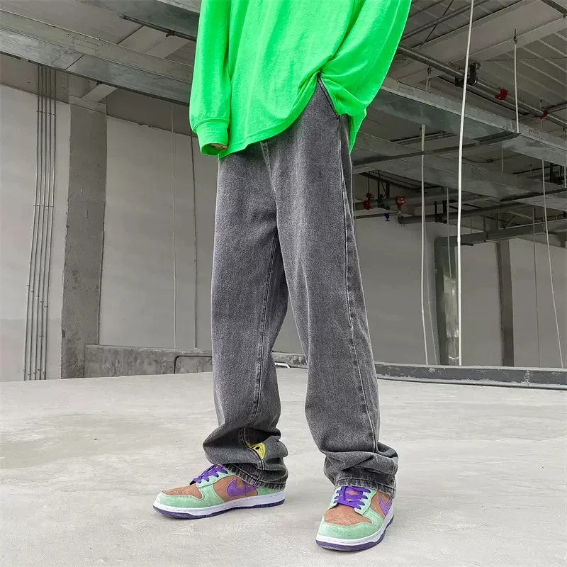 Men's Fashion Y2K Clothes Jeansy Letter Straight Trousers Denim Trousers Casual Jeans Wide Leg Pants For Men Streetwear Korean