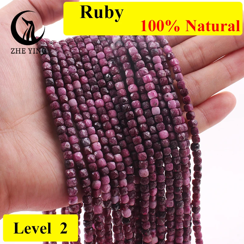 

Zhe Ying 4*4mm Sqaure Ruby Stone Faceted Loose Natural Gemstone Beads for Jewelry Making Diy Accessories 15''