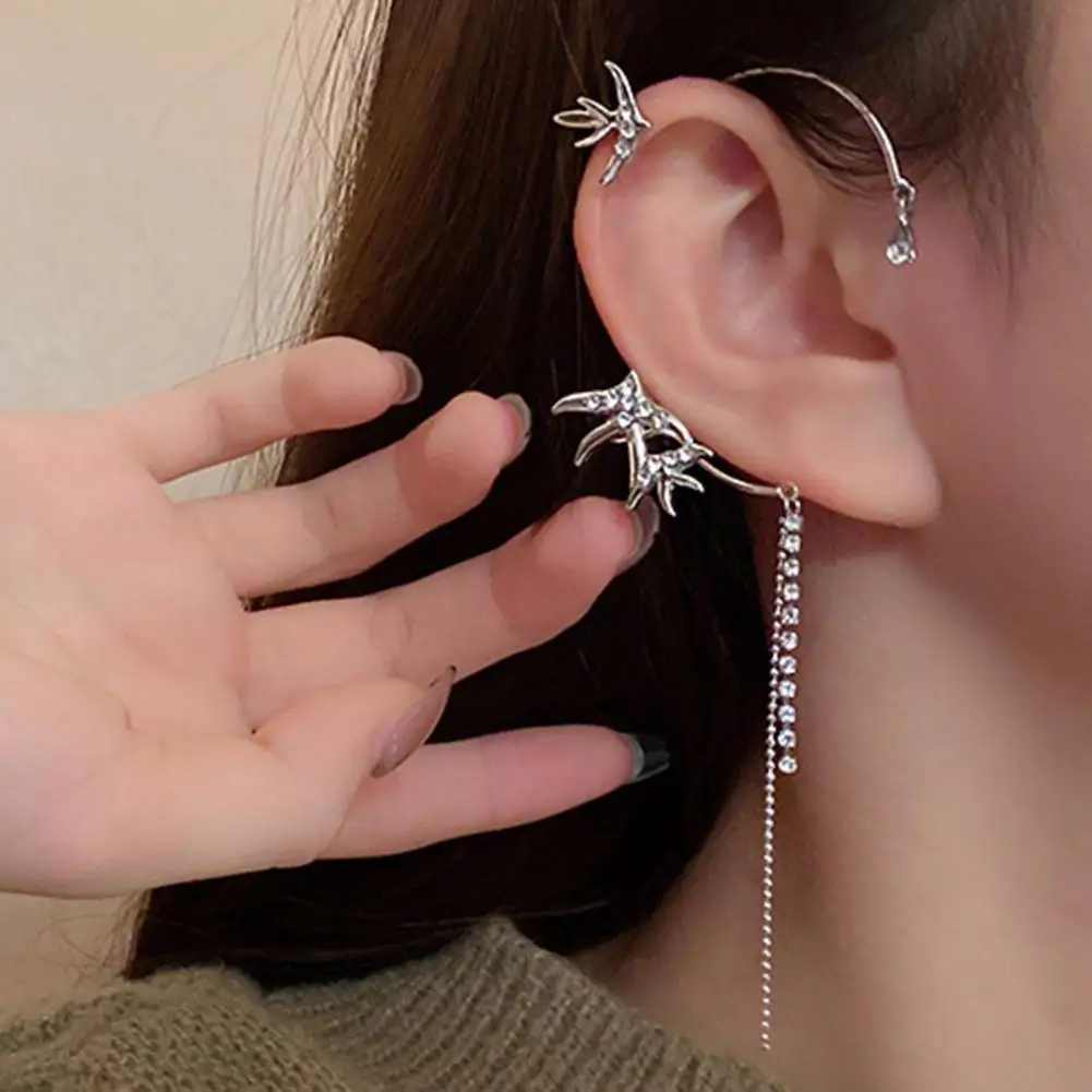 

Dropshipping!!1Pc Ear Wrap Charming Elegant Anti-rust Rhinestone Decorative Swallow Shape Ear Ring for Party