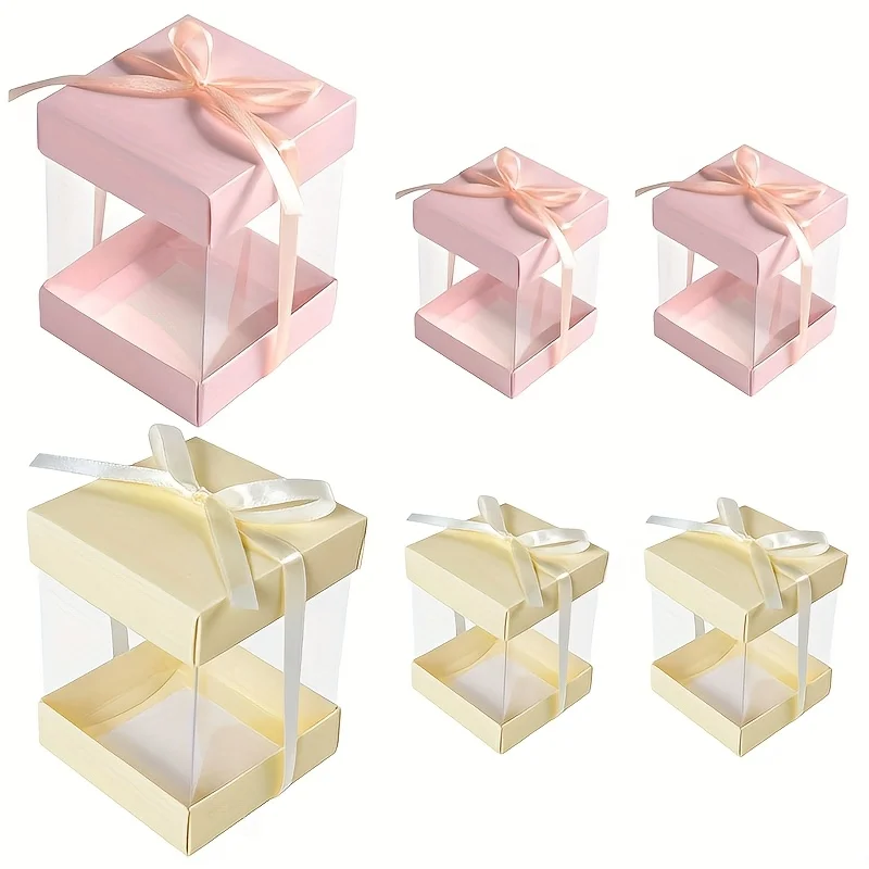 

4/10 шт. Подарочные коробки с маленькими оконными лентами - прозрачная упаковка для свадьбы, Дня святого Валентина, дня рождения