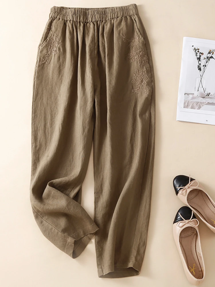 

Harlan Pants Spring Summer 2023 New Casual Trousers Korean Style Embroidered Flowers Loose Fashion Women's Clothing Streetwear