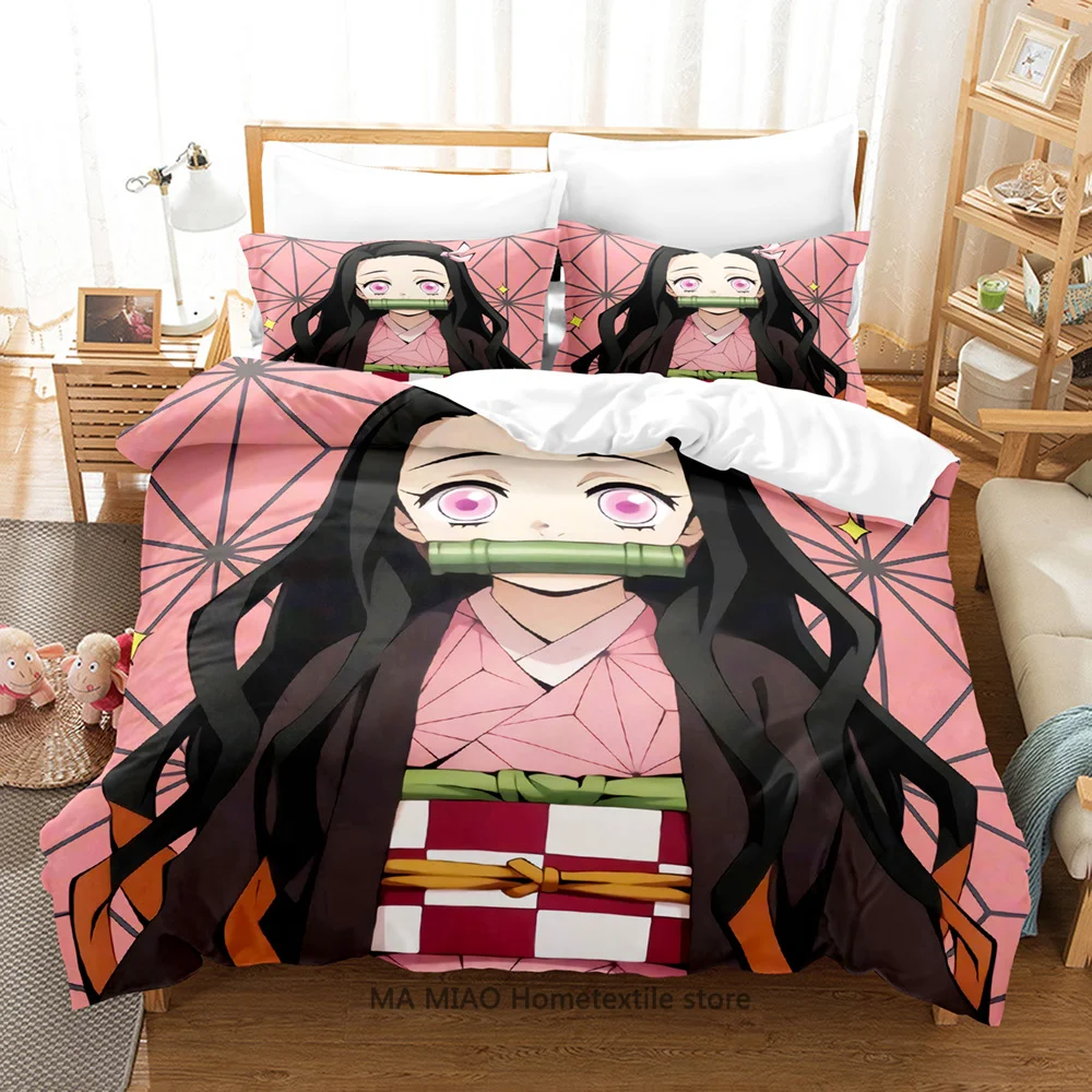 

Demon Slayer Bedding Sets 3D Japanese Anime Kids Gift Duvet Cover Set Home Textiles Queen King Single Size 2/3pcs