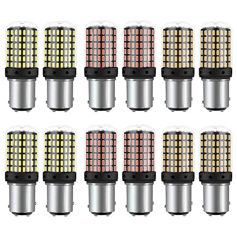 

4 шт., Автомобильные светодиодные лампы Canbus P21W 3014 BAY15D 1157 144Smd