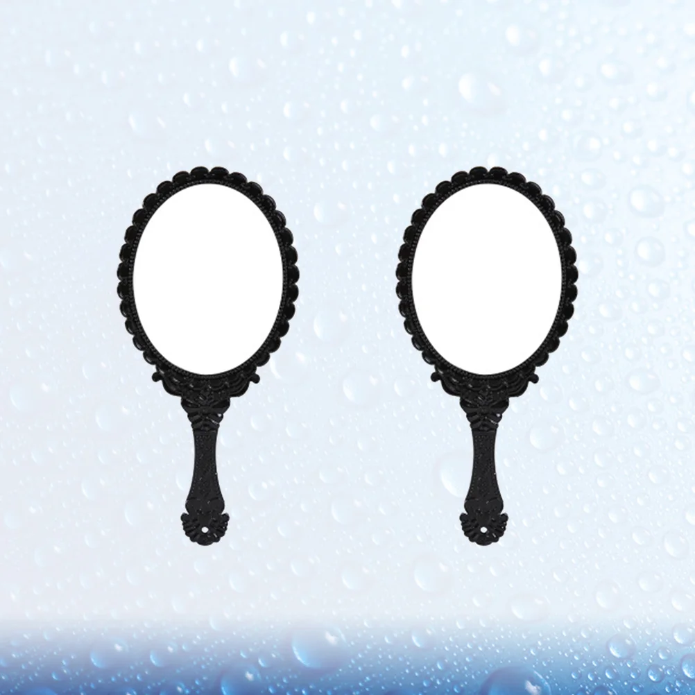 

2 Pcs Glass Mirror Makeup Mirror Handle Vintage HandHeld Mirror Barber Mirror Shaving Mirror Mirror Handheld Miss