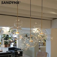 modern clear glass ball chandeliers art deco bubble lamp shades led hanging rustic home decor living dining room stair droplight