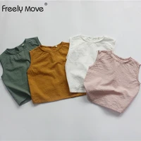 freely move toddler kids baby boys girls clothes summer cotton t shirt sleeveless solid tshirt children top infant outfit